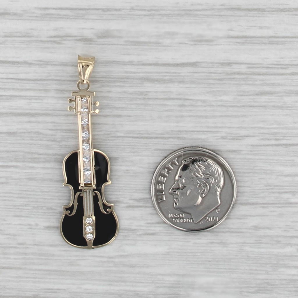 Vintage Upright Base Pendant 14k Yellow Gold Cubic Zirconia Glass Resin As Is