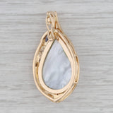 Mabe Pearl Sapphire Diamond Teardrop Statement Pendant Enhancer 14k Yellow Gold