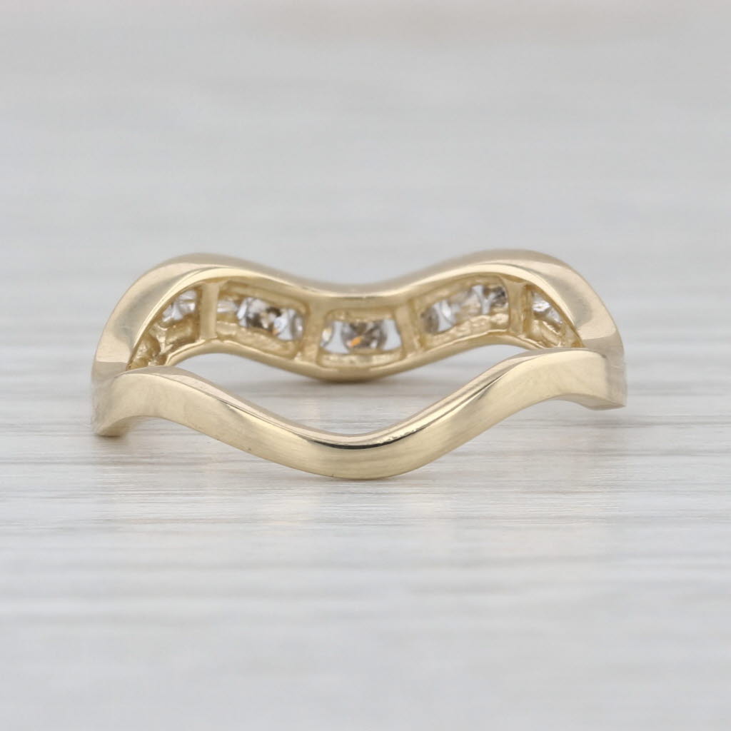 0.20ctw Diamond Contoured Wedding Band Guard Ring 14k Yellow Gold Sz 7 Stackable