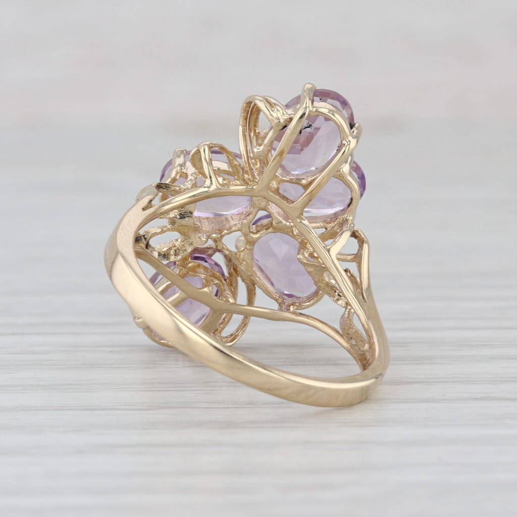 3.50ctw Amethyst Cluster Ring 10k Yellow Gold Size 7 Cocktal