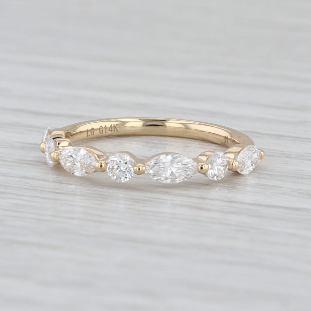 New 0.94ctw Lab Grown Diamond Wedding Band 14k Yellow Gold Sz 6.5 Stackable Ring