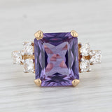 8.95ctw Lab Created Purple Color Change Sapphire Diamond Ring 14k Yellow Gold