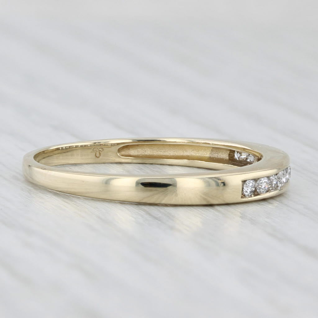 Light Gray 0.12ctw Diamond Wedding Band 10k Yellow Gold Size 8 Stackable Ring