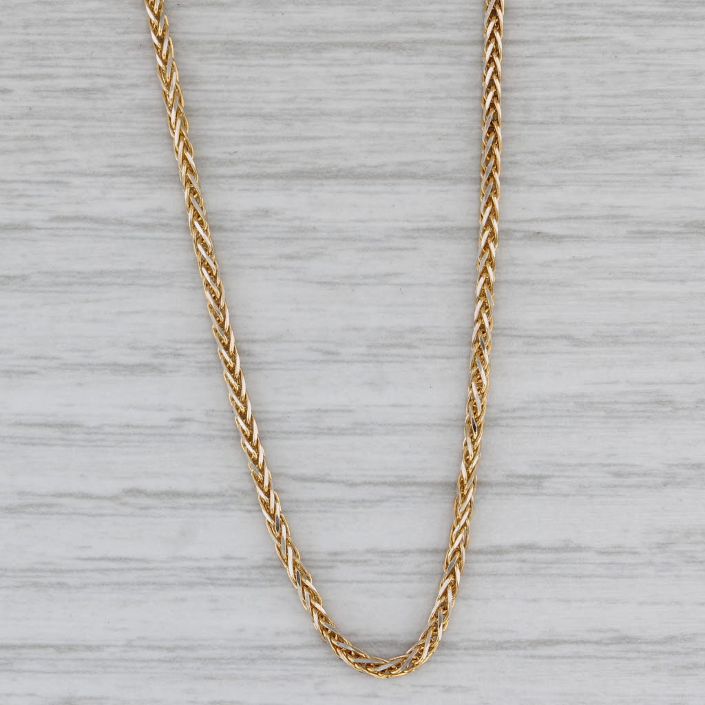 Gray 23.5" Wheat Chain Necklace 18k Yellow Gold 1.6mm Italian