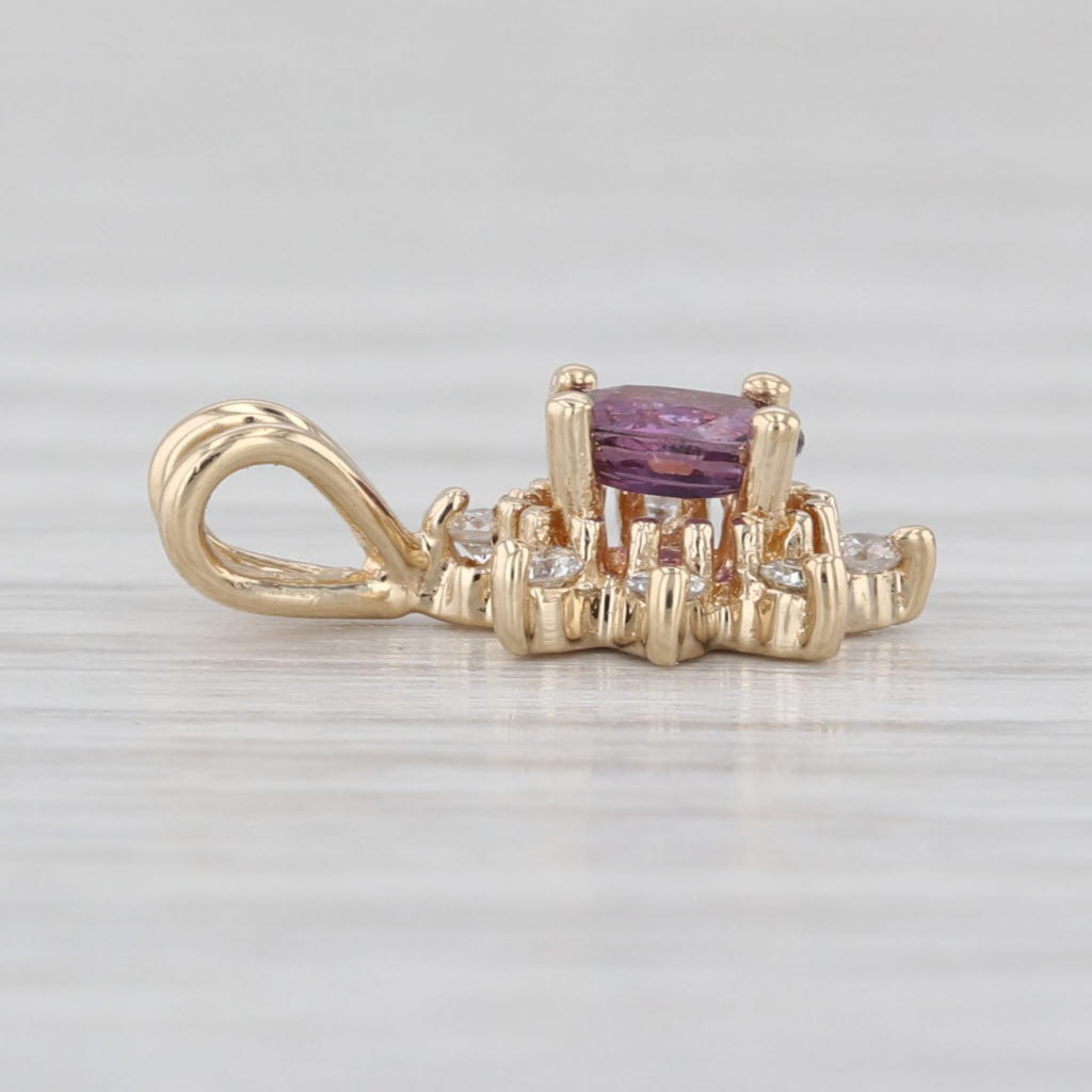 0.40ctw Ruby Diamond Halo Pendant 14k Yellow Gold Small Drop