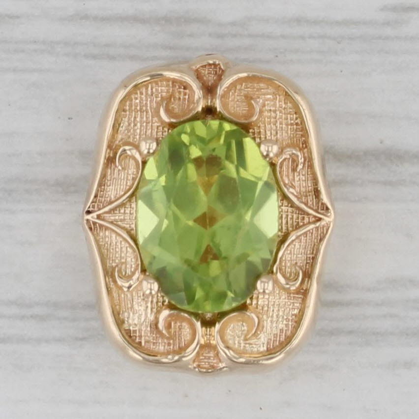 Gray 1.30ct Peridot Slide Bracelet Charm 14k Yellow Gold Daffer Vintage