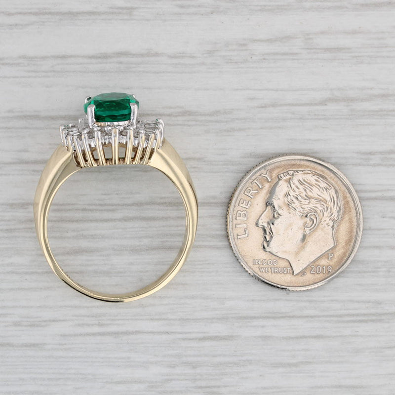 Gray 2.05ctw Oval Lab Created Emerald Diamond Halo Ring 10k Yellow Gold Size 8