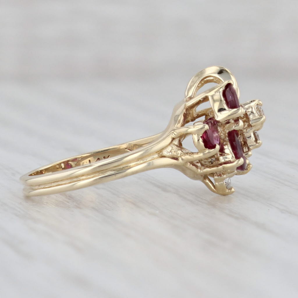 Light Gray 0.72ctw Ruby Diamond Cluster Ring 14k Yellow Gold Size 5