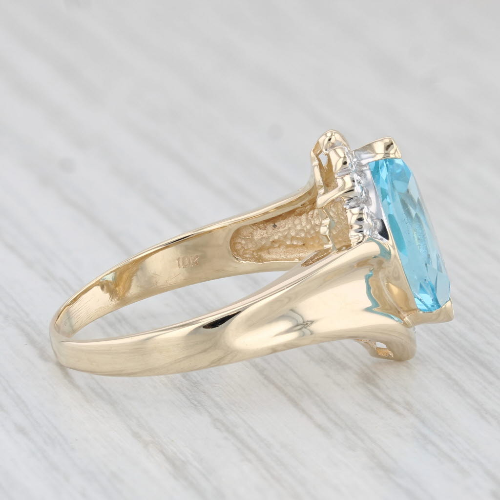 Light Gray 2.55ct Marquise Blue Topaz Ring 10k Yellow Gold Size 9.5 Bypass