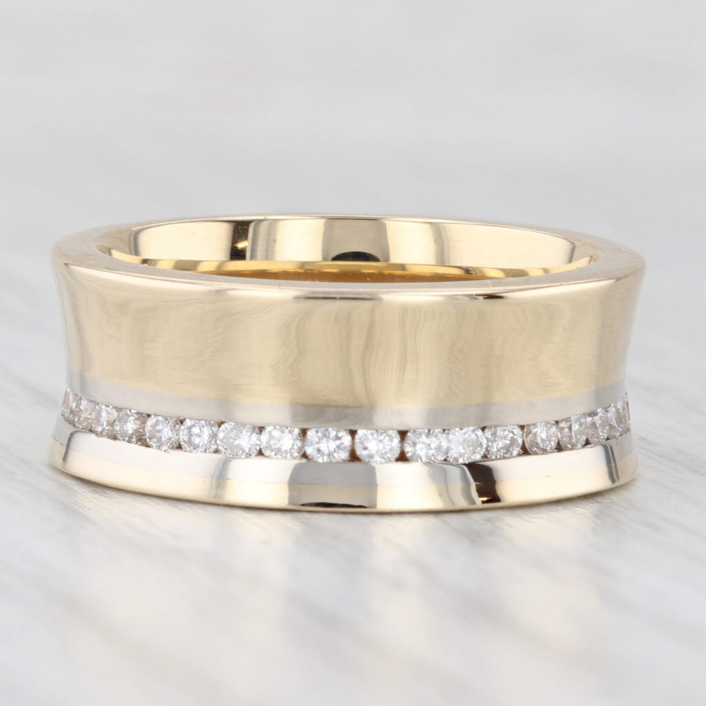 Light Gray 0.50ctw Diamond Contoured Eternity Ring 14k Yellow Gold Size 7 Wide Band