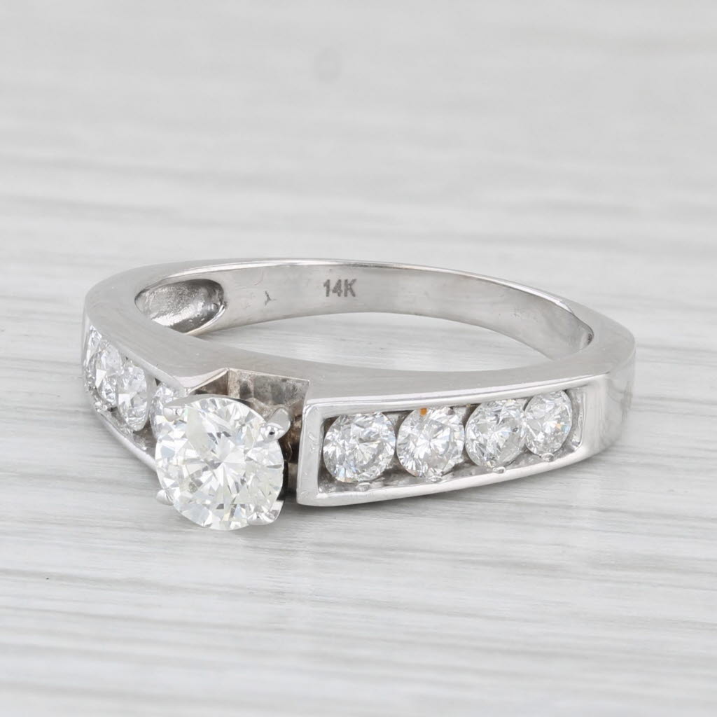 Light Gray 0.84ctw Round Diamond Engagement Ring 14k White Gold Size 5.75