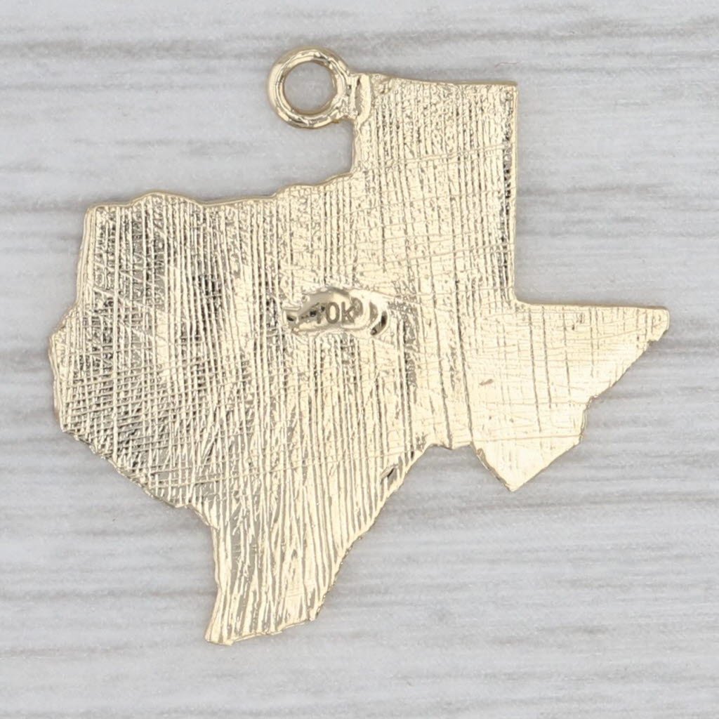 Light Gray Texas State Souvenir Charm 10k Yellow Gold Pendant