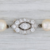Gray Antique 0.80ctw Diamond Pearl Strand Necklace 14k Gold Platinum 18.5”