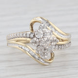 0.18ctw Diamond Cluster Bypass Ring 10k Yellow Gold Size 7 Engagement