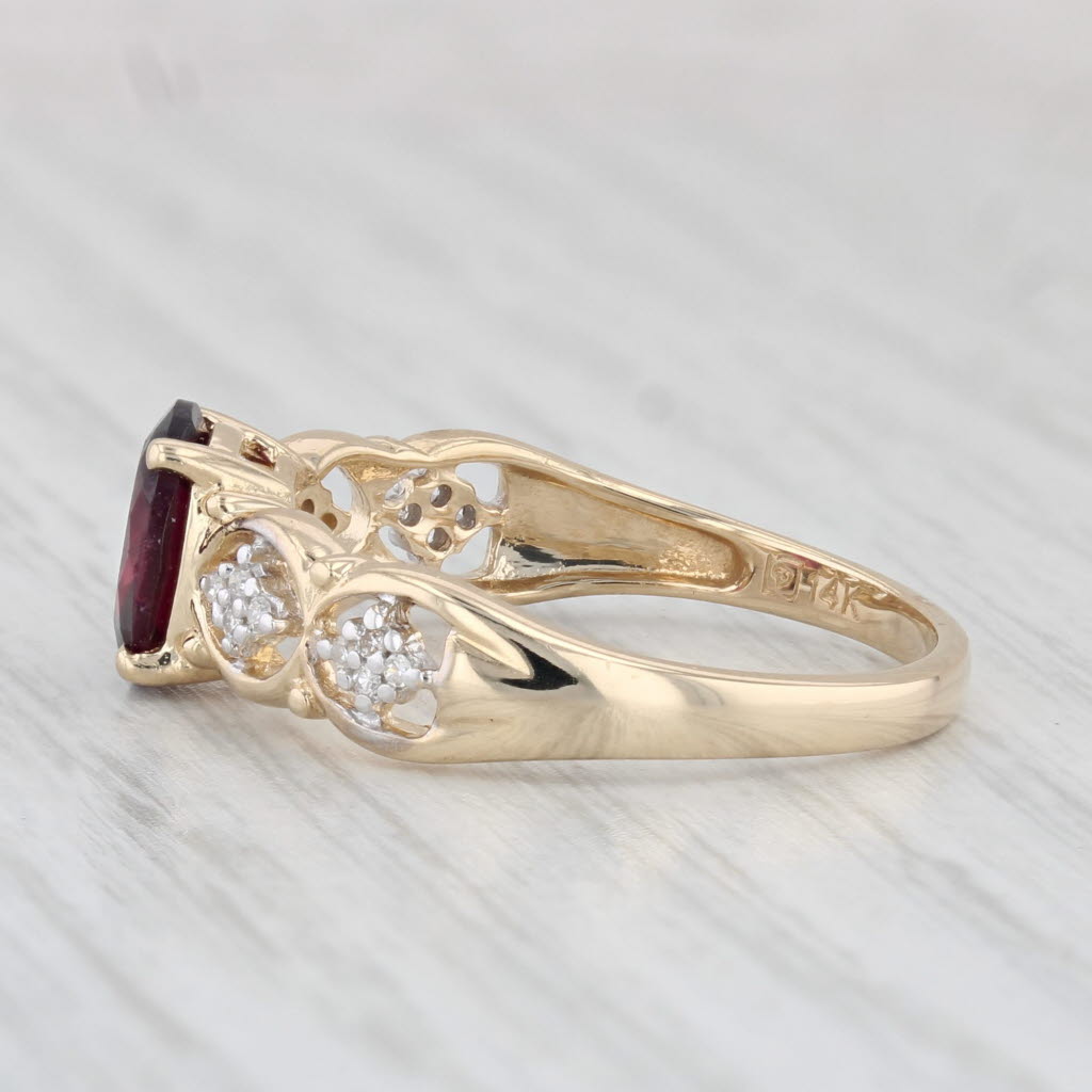 Light Gray 1.56ctw Oval Garnet Diamond Ring 14k Yellow Gold Size 8.25