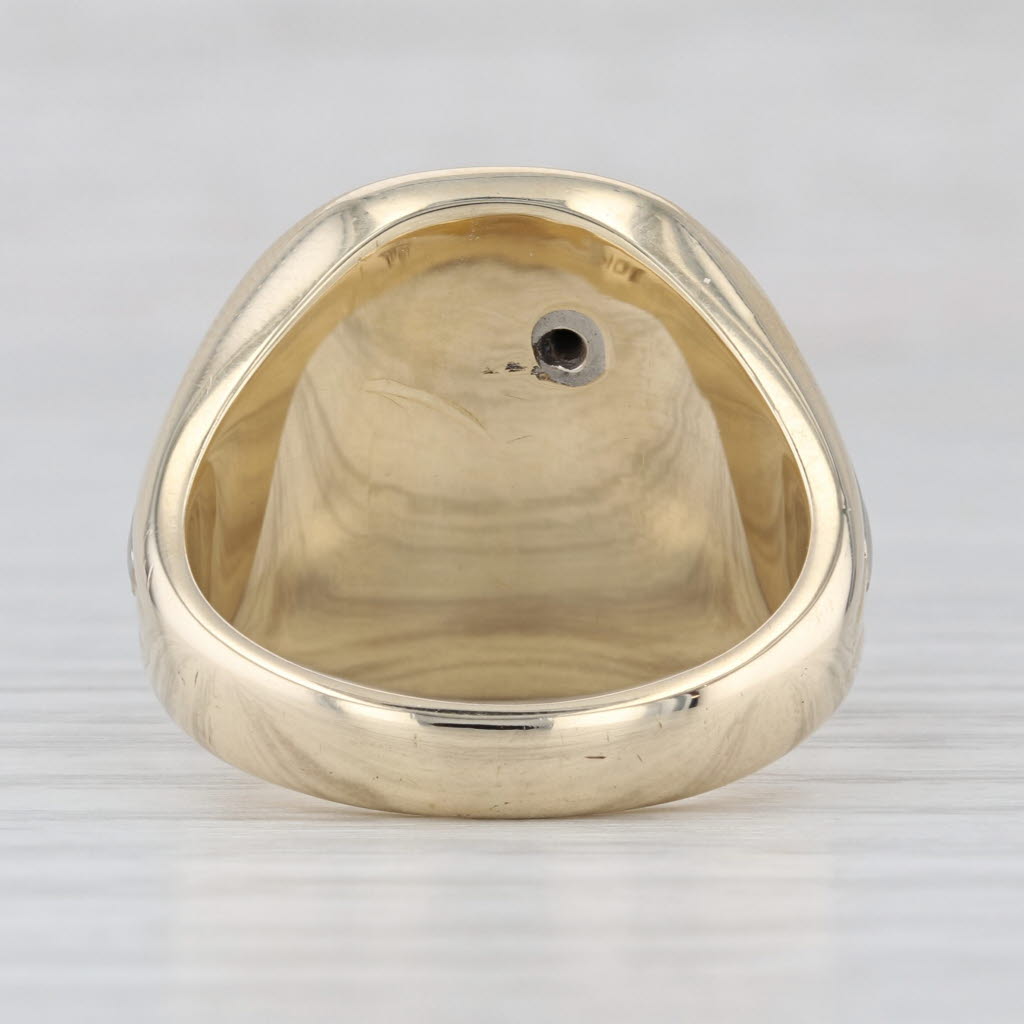 Masonic Signet Onyx Diamond Ring 10k Gold Size 9.75 Blue Lodge Square Compass