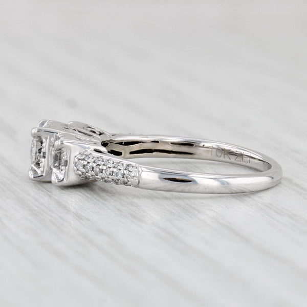 Light Gray 0.35ctw Diamond 3-Stone Halo Engagement Ring 14k White Gold Size 6.25