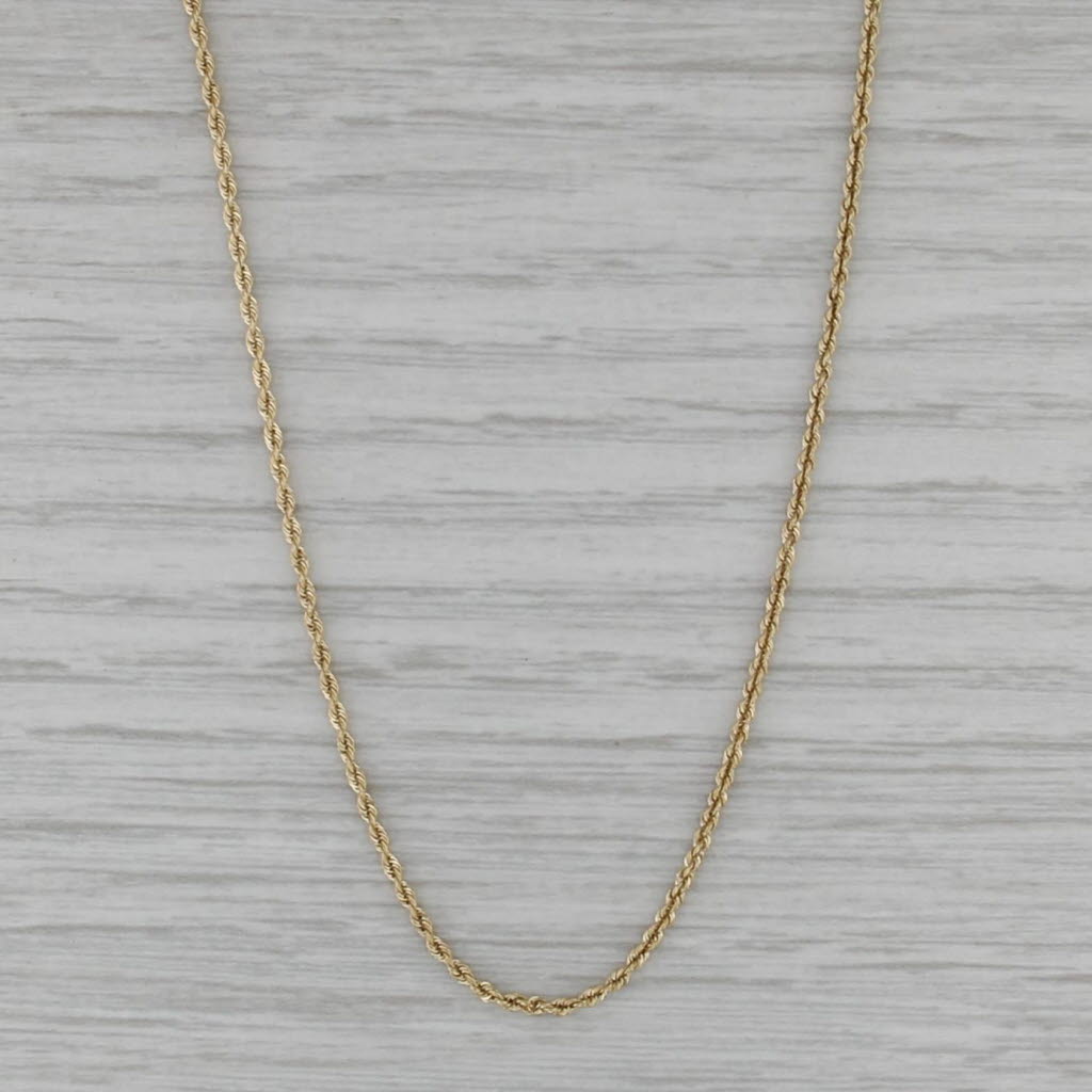 Long 20" 1.4mm Rope Chain Necklace 14k Yellow Gold