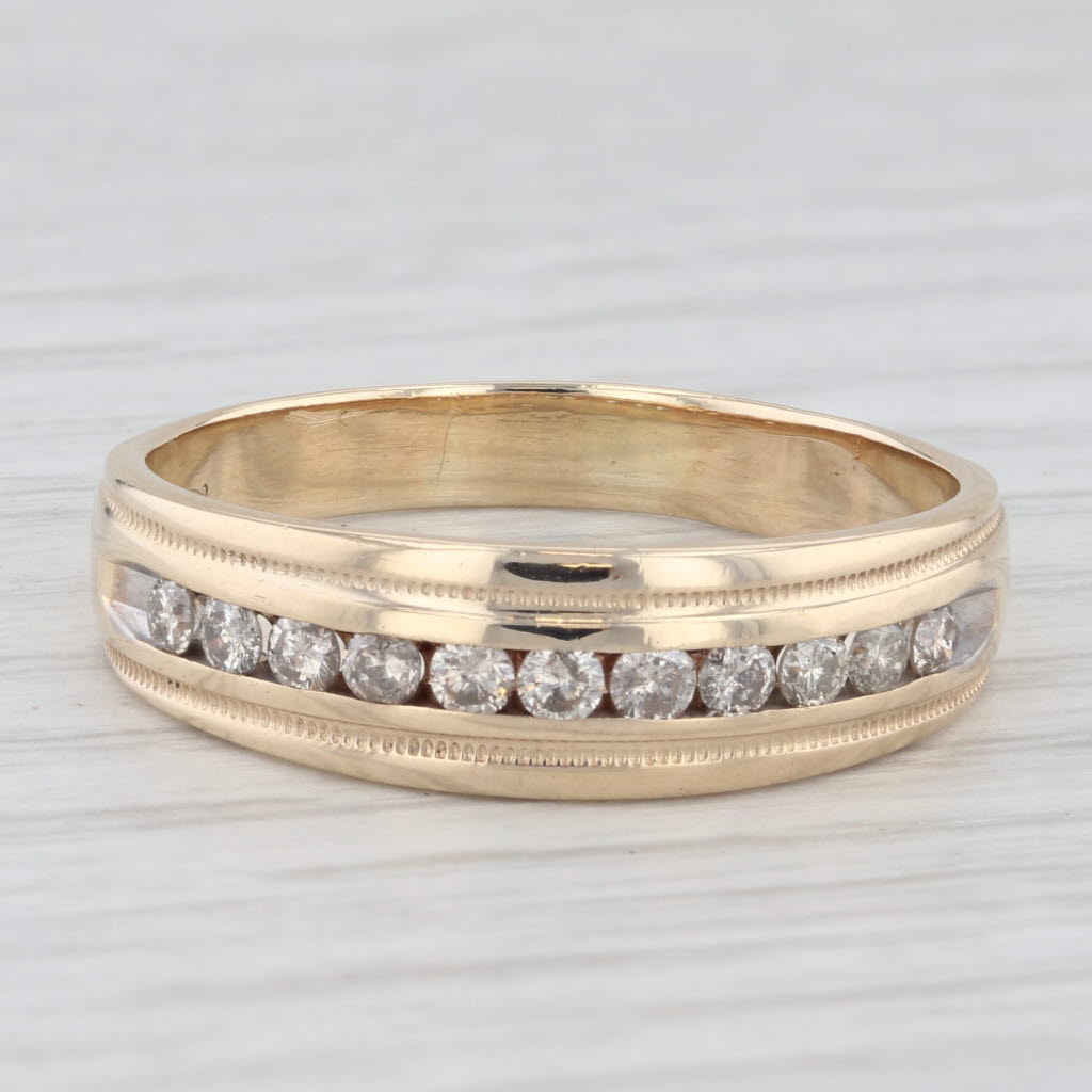 Light Gray 0.40ctw Diamond Men's Wedding Ring 10k Yellow Gold Size 12.5 Band