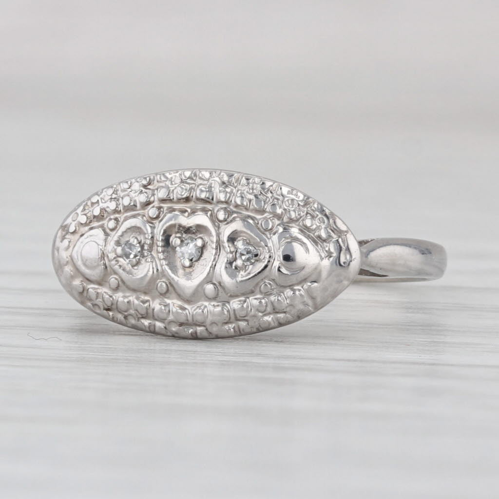 Vintage Diamond Princess Hearts Ring 10k 14k White Gold Size 6.5
