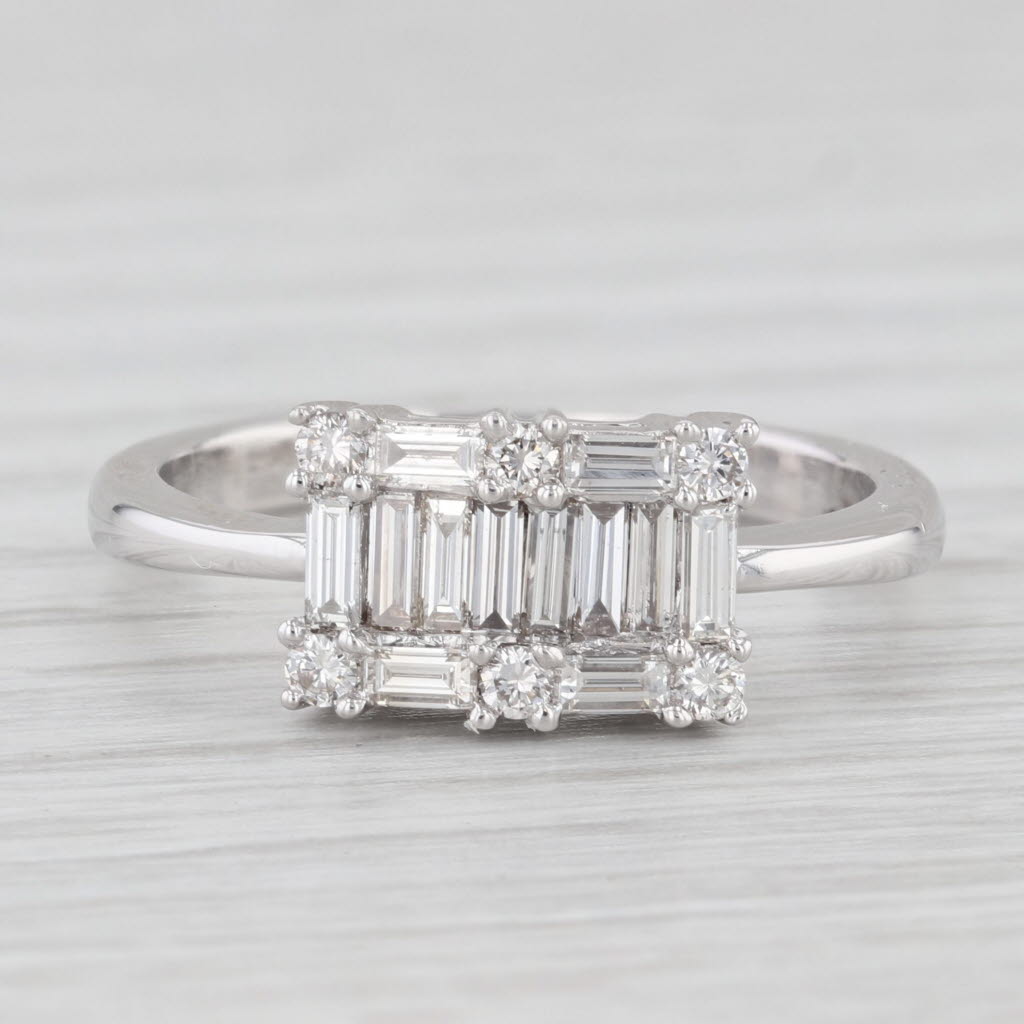 0.84ctw VS2 Diamond Baguette Ring 18k White Gold Size 7.75