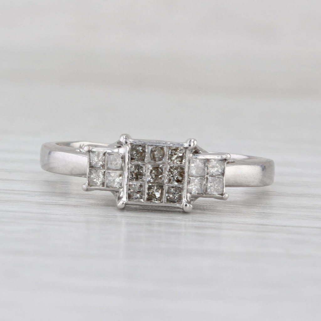 0.51ctw Princess Illusions Diamond Engagement Ring 10k White Gold Size 8.5