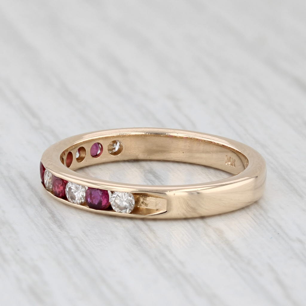 Light Gray 0.59ctw Ruby Diamond Band 14k Yellow Gold Size 6.25 Wedding Stackable Ring