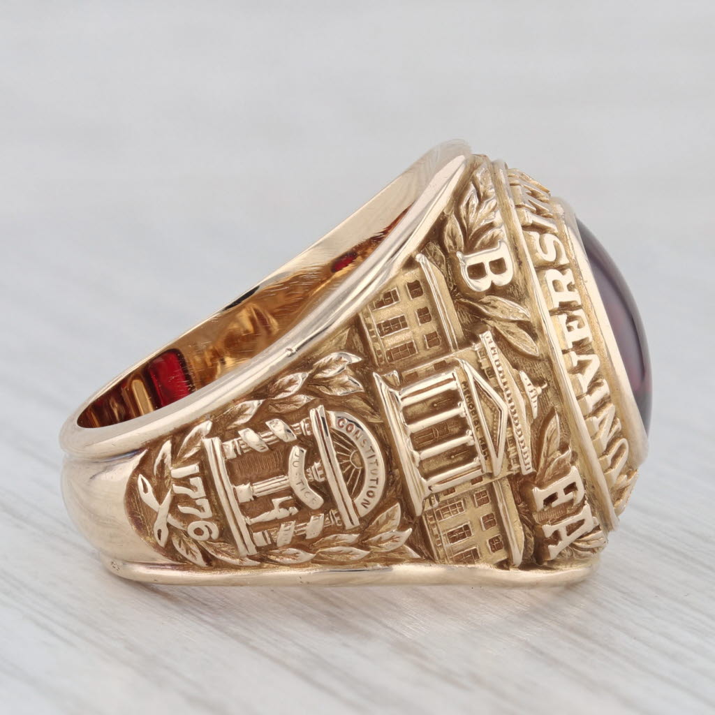 Gray University of Georgia BFA 1951 Lab Created Ruby 10k Gold Class Ring Size 9