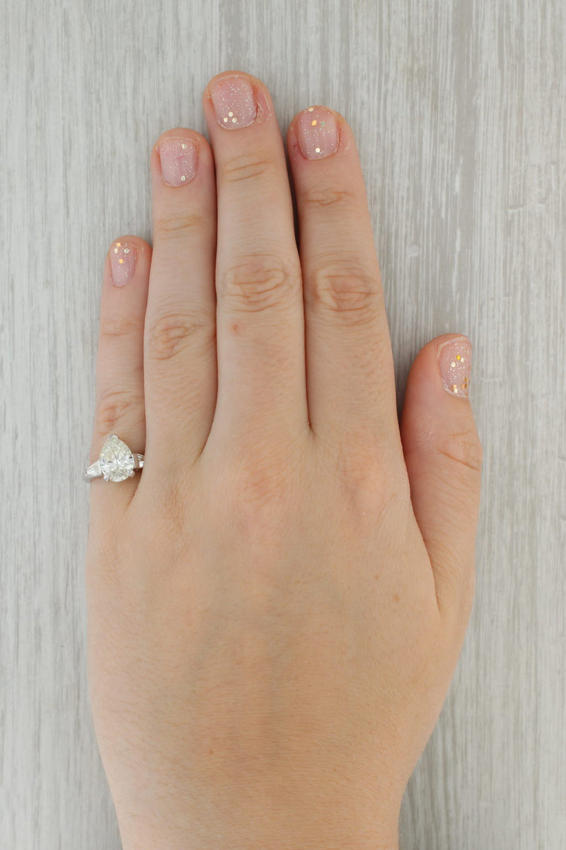 Dark Gray Jabel 2.88ctw Pear Diamond Engagement Ring 18k White Gold Size 7 GIA Box Vintage