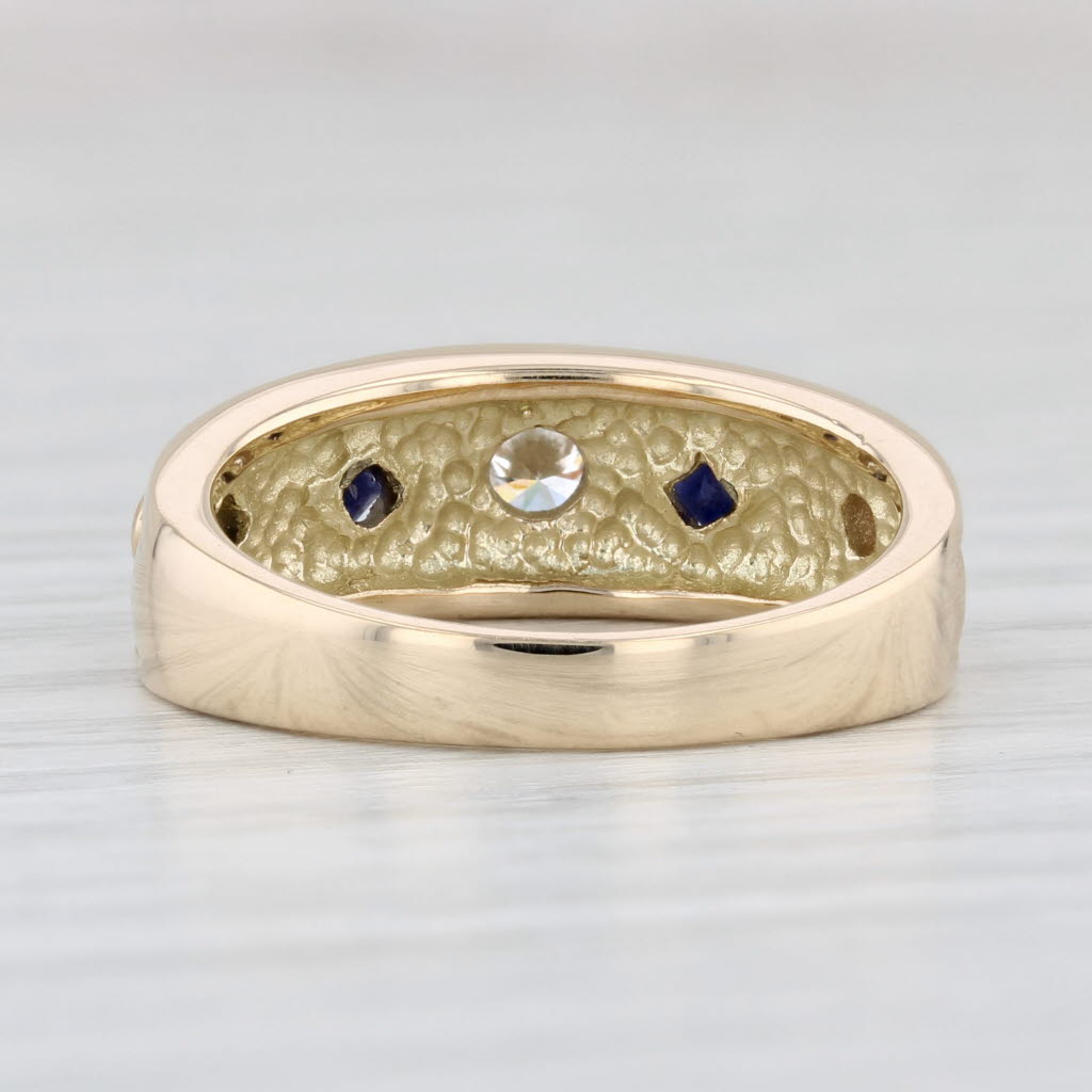 Light Gray 0.65ctw Blue Sapphire Diamond Ring 14k Yellow Gold Size 6.75 Stackable