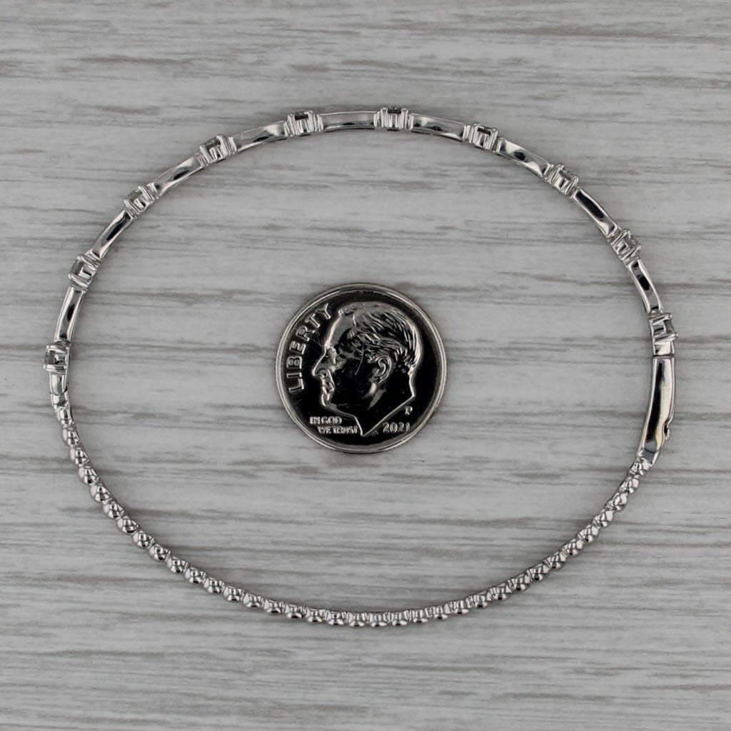 1.25ctw Diamond Bangle Bracelet 14k White Gold 6.75" Stackable