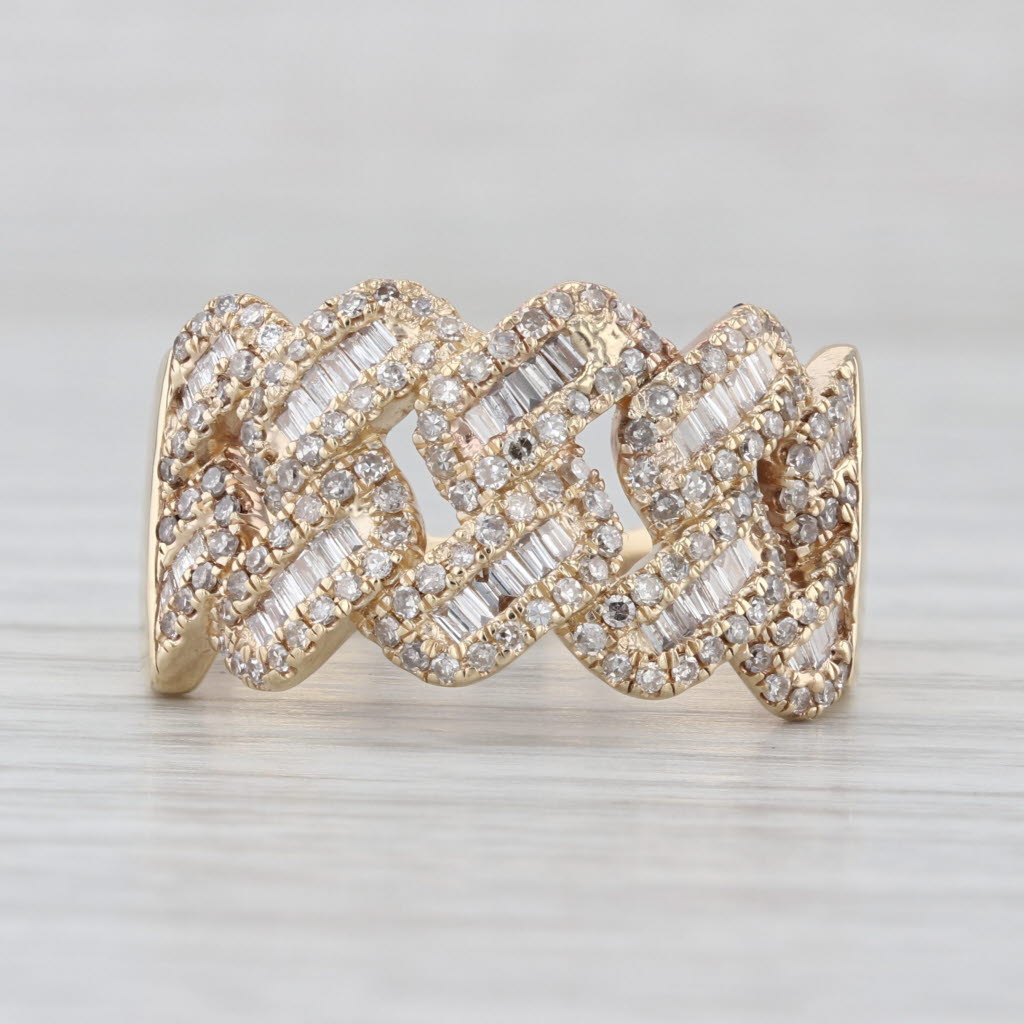 1.23ctw Diamond Crosshatch Woven Ring 10k Yellow Gold Size 10 Cocktail