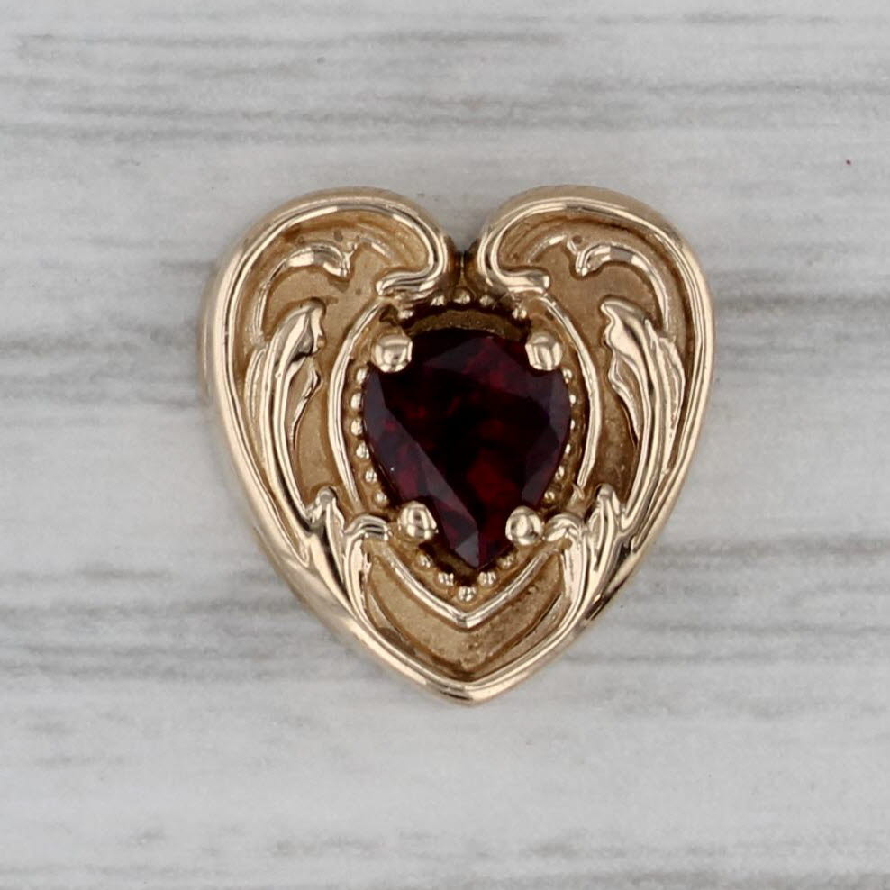 Gray 0.30ct Garnet Heart Slide Bracelet Charm 14k Yellow Gold Pear Solitaire