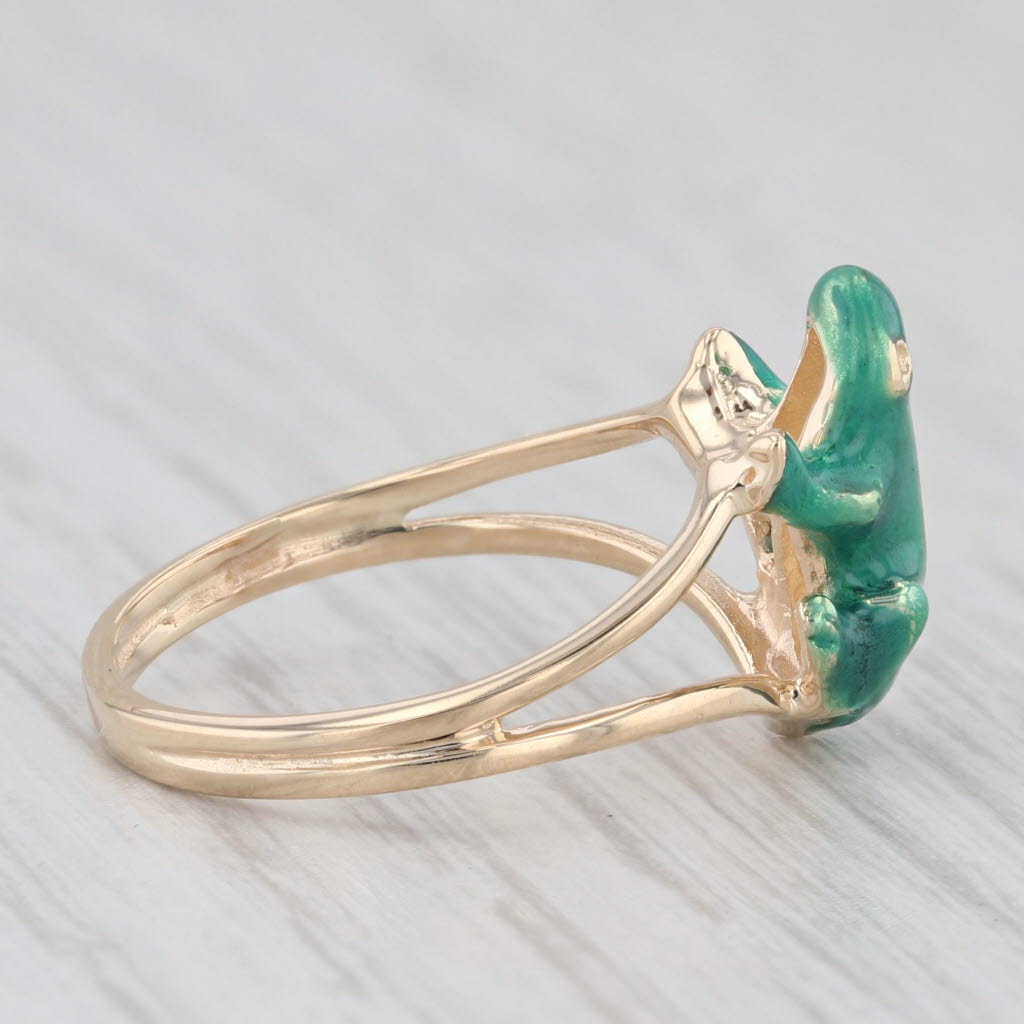 Light Gray Richard Klein Green Frog Ring 10k Yellow Gold Size 6 Vintage