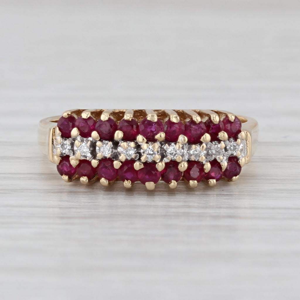 0.60ctw Tiered Ruby Diamond Pyramid Ring 14k Yellow Gold Size 6.25 Stackable
