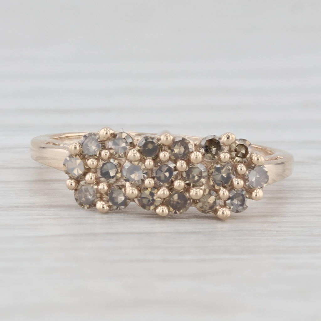 Light Gray 0.45ctw Champagne Diamond Clusters Ring 10k Yellow Gold Size 6