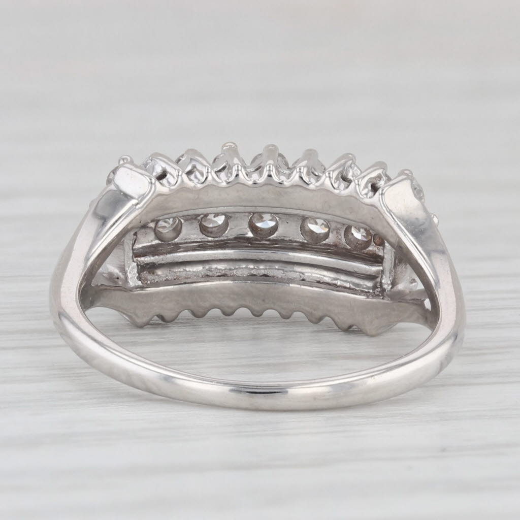 Light Gray Vintage 0.80ctw Tiered Diamond Ring 14k White Gold Size 6.25 Anniversary