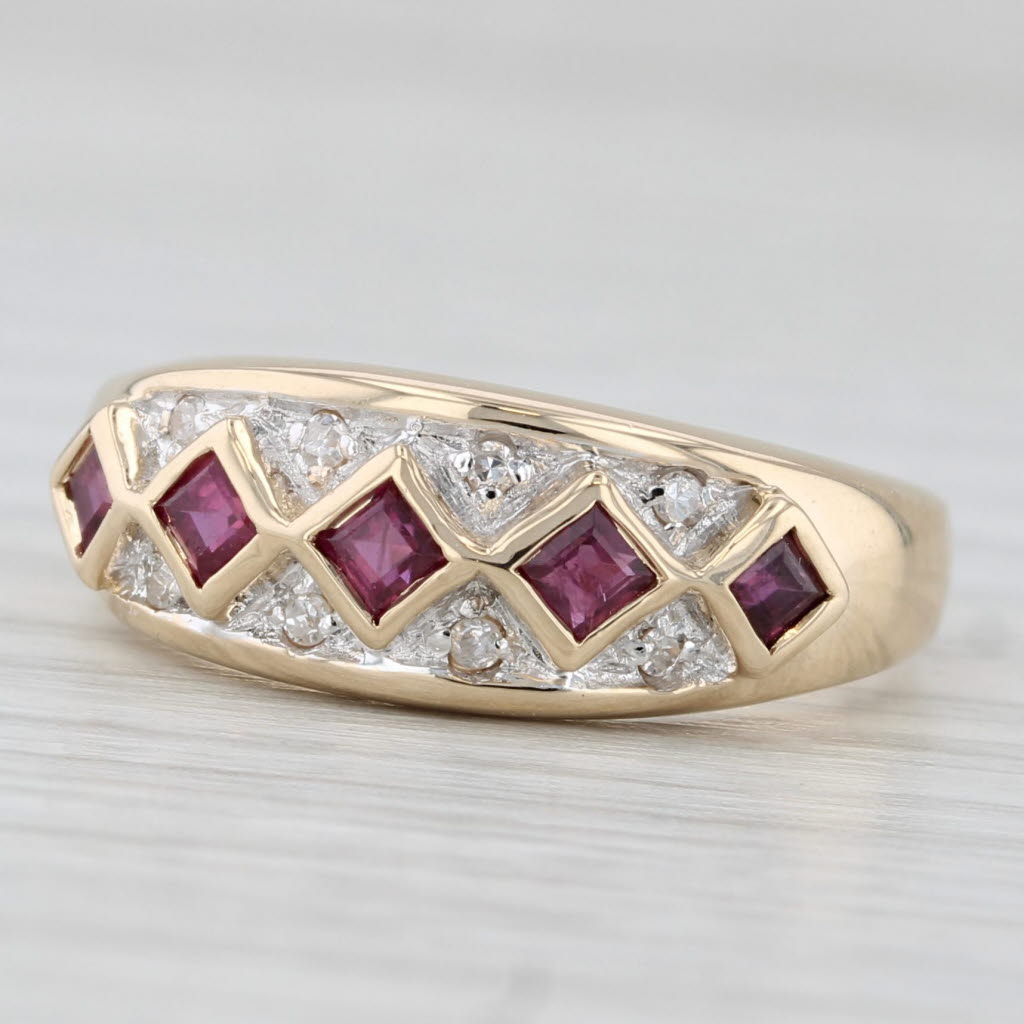 Light Gray 0.43ctw Ruby Diamond Ring 14k Yellow Gold Size 6 Stackable Band