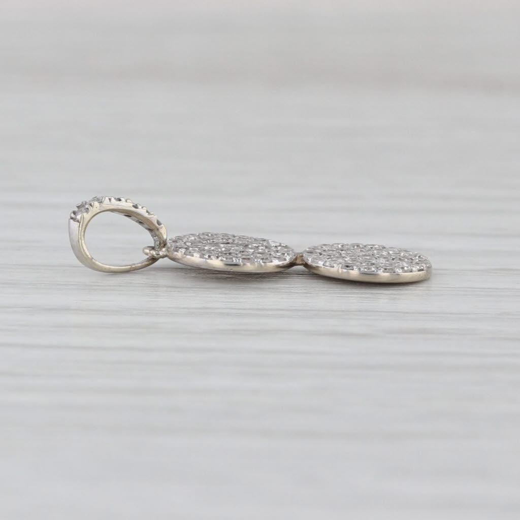 Pave Diamond Circles Pendant 14k White Gold Drop