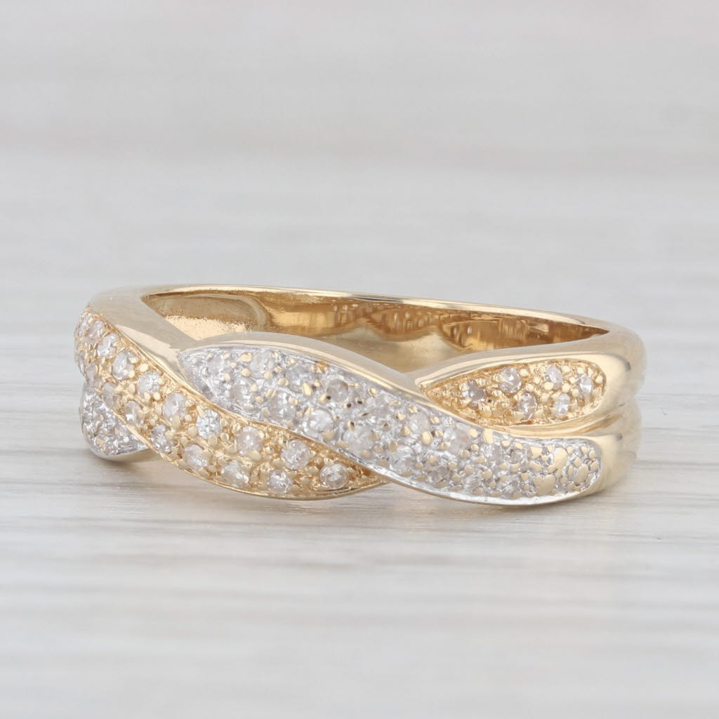 Light Gray 0.25ctw Yellow Gold Woven Ring 14k Wedding Anniversary Band Size 7.5-7.75