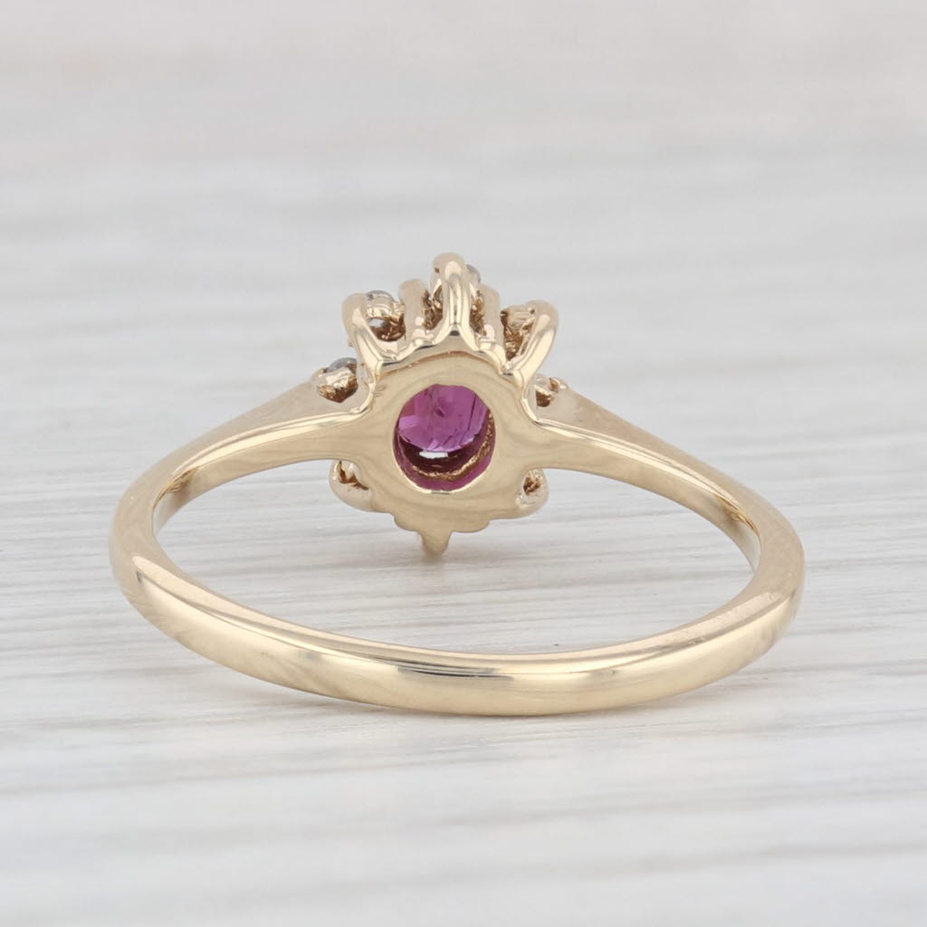 Light Gray 0.38ctw Ruby Diamond Halo Ring 14k Yellow Gold Size 5.75