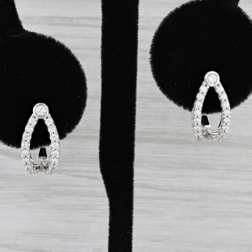 Black New 0.57ctw Diamond Contoured J-Hook Earrings 14k White Gold