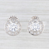 3.60ctw Round Cubic Zirconia Halo Sterling Silver Stud Earrings