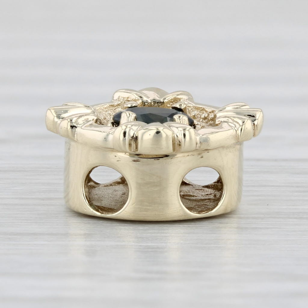 Light Gray Vintage 0.30ct Blue Sapphire Slide Bracelet Charm 10k Yellow Gold DDH