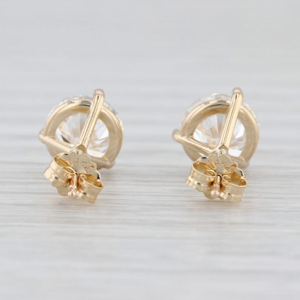 New 3.02ctw IGI Lab Grown Diamond Stud Earrings 14k Gold Studs Round VS1 E