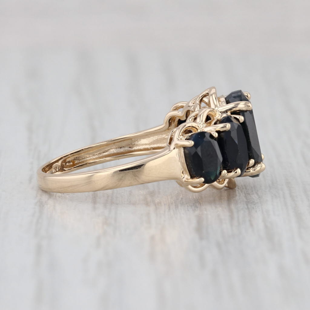 6.83ctw 5-Stone Black Sapphire Ring 10k Yellow Gold Size 8.25