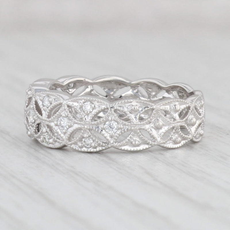 Light Gray New 0.16ctw Diamond Eternity Ring 900 Platinum Sz 6.5 Stackable Band Anniversary