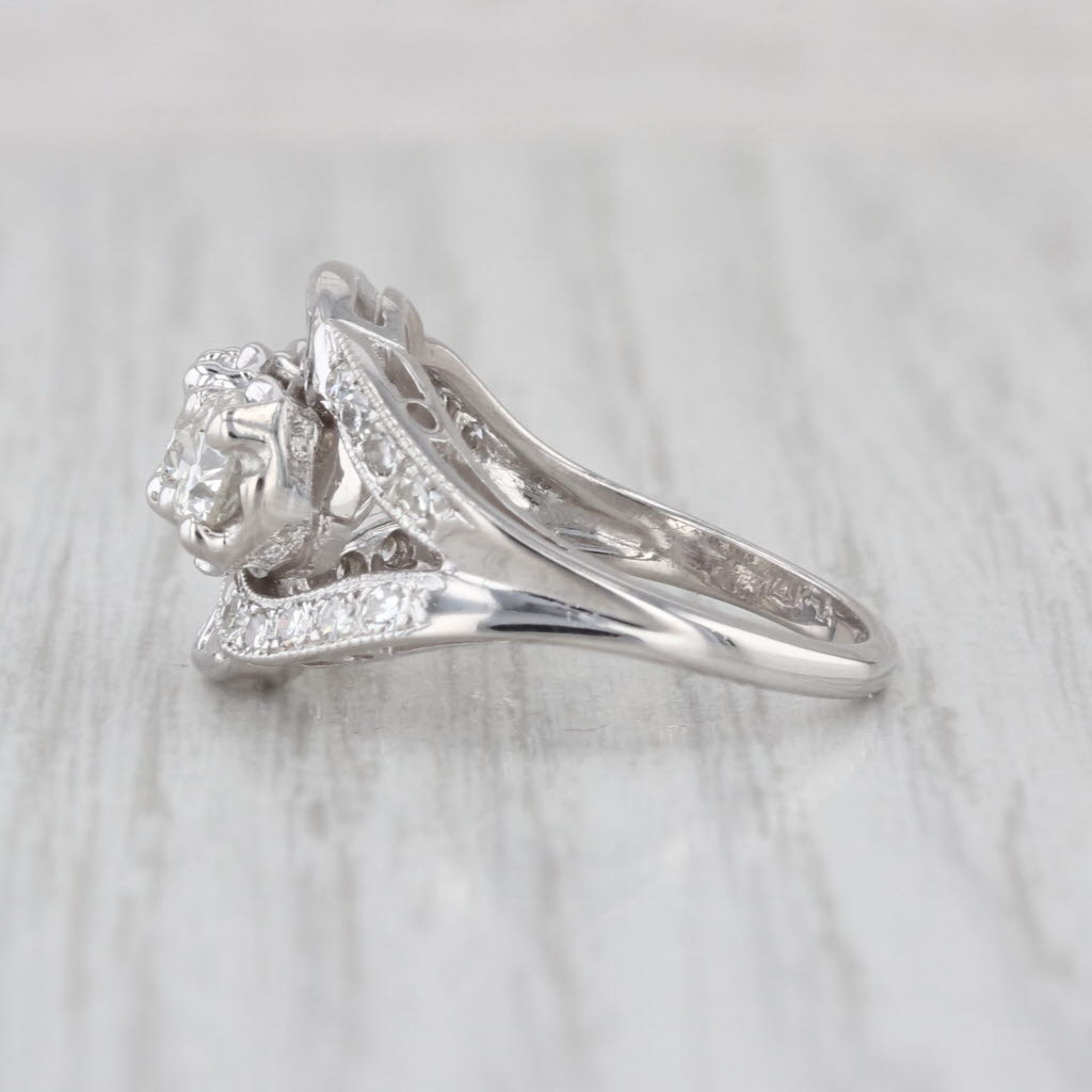 Vintage 1.64ctw Diamond 3-Stone Ring 14k White Gold Size 6.5 Engagement