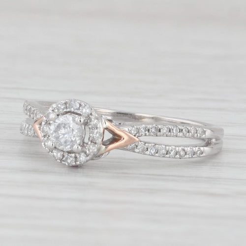 Light Gray 0.25ctw Diamond Halo Engagement Ring 10k White Gold Size 6.5 Lab Created Rubies