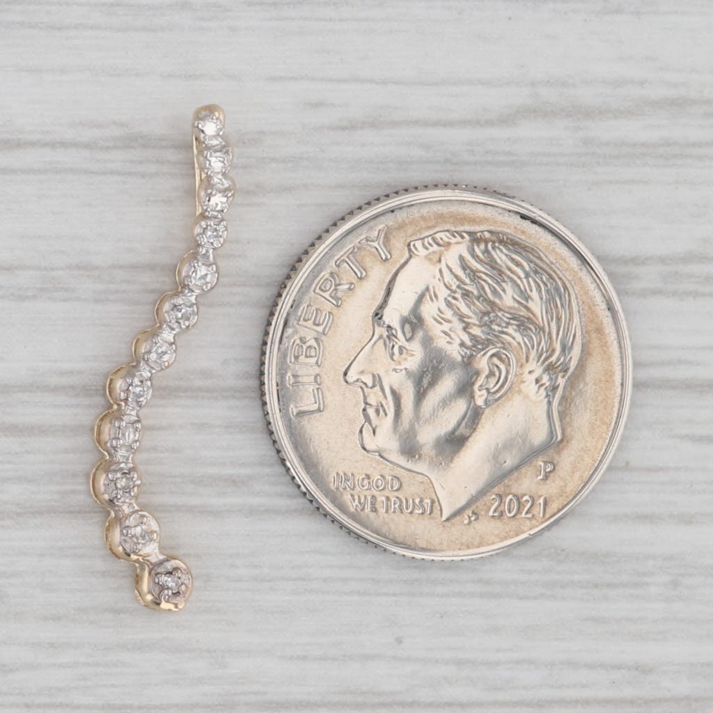 Gray Diamond Accented Journey Pendant 10k Yellow Gold Curved Floating Drop